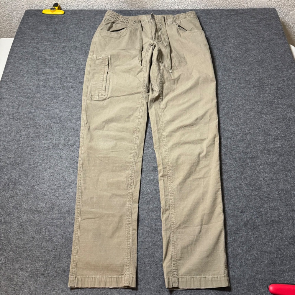 BYLT Premium Basics Men's Cargo Pants Khaki Tan Elastic Waist Size Medium